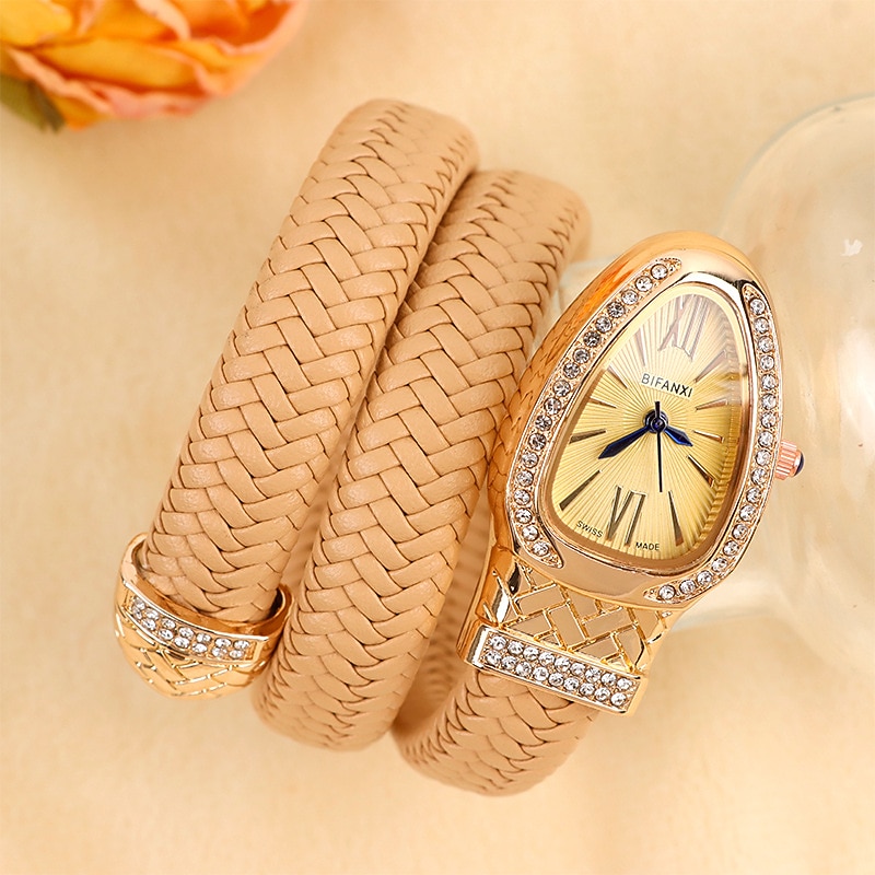 2023 Creative Personality Snake Watches Woman Brand Luxury Stylish Quartz Ladies Bracelet Diamond Wristwatch