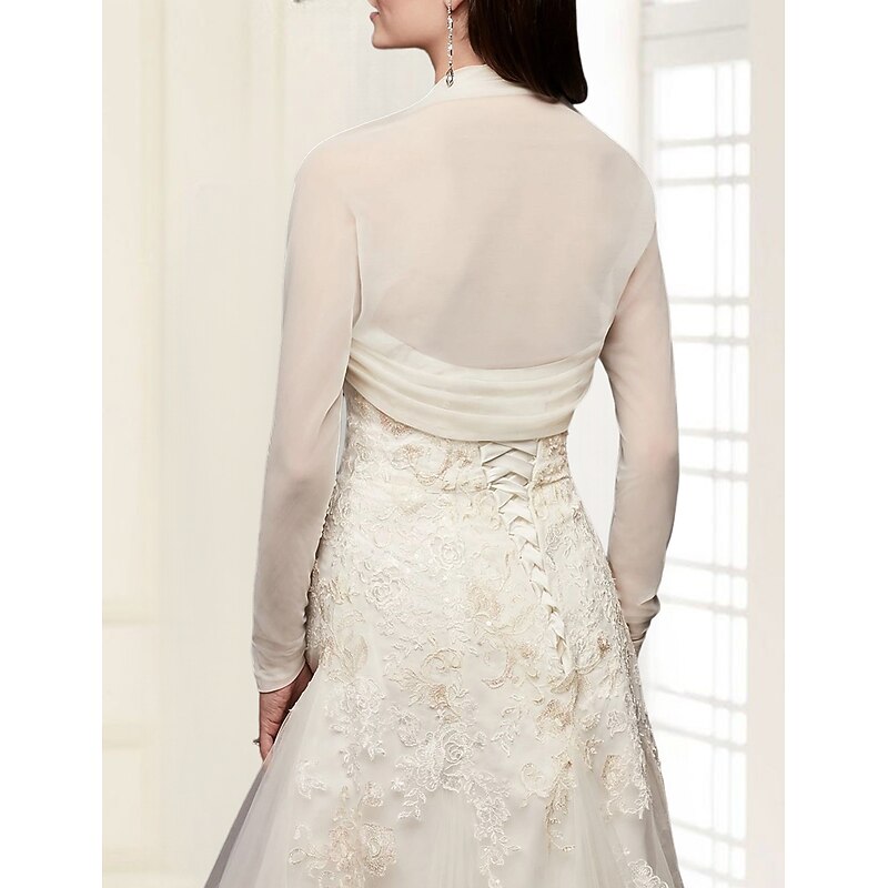 Shawls Women's Wrap Bridal's Wraps Pure Bridal Long Sleeve Tulle Wedding Wraps With Pure Color For Wedding Fall dress to impress2