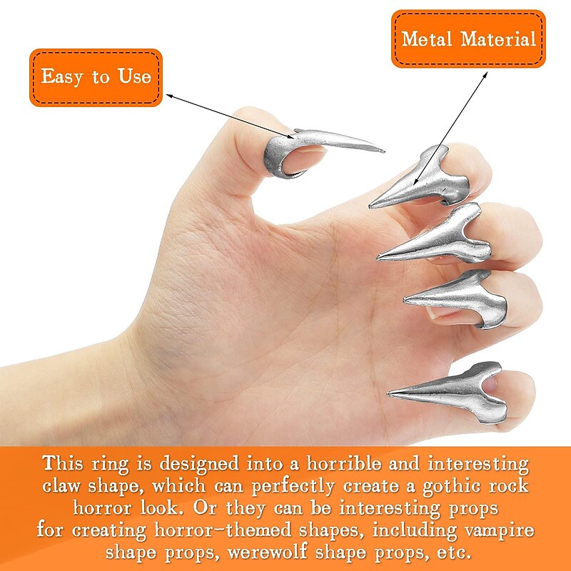 10 Pcs Finger Claws Cosplay Claws Rings Full Finger Set Retro Metal Nail Punk Rock Nail Finger Armor Gothic Talon Nail Fingertip Claw for Cosplay Nail Art Halloween2
