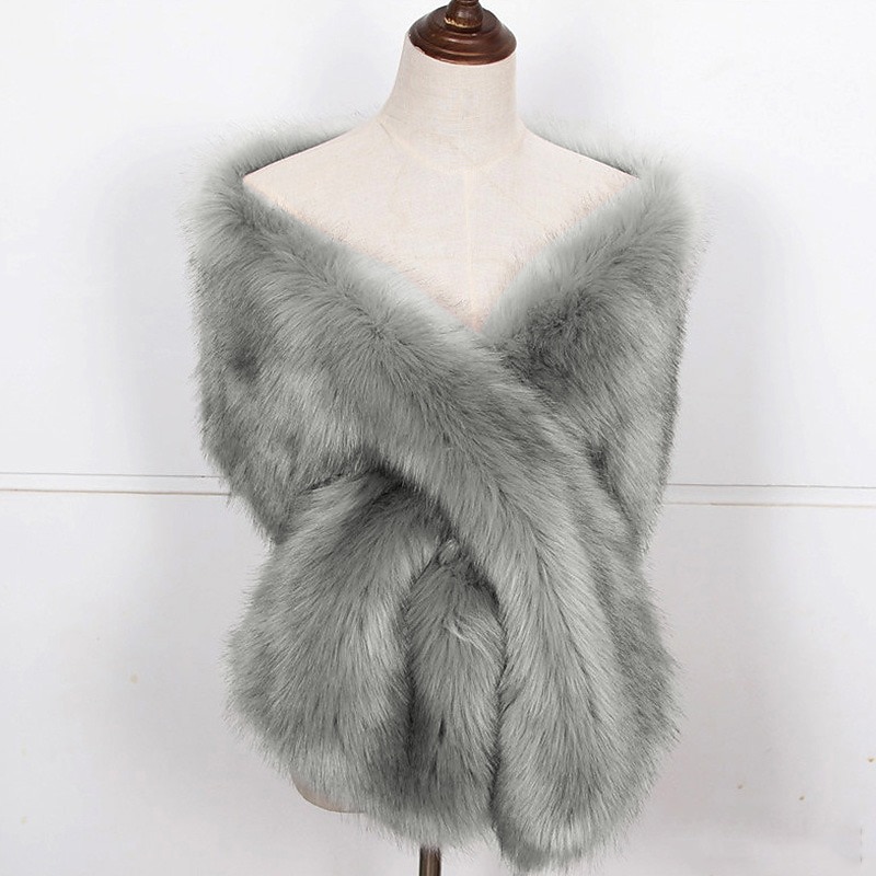 Women's Wrap Cape Elegant Casual Daily Sleeveless Faux Fur Wedding Wraps With Pure Color For Wedding Spring2