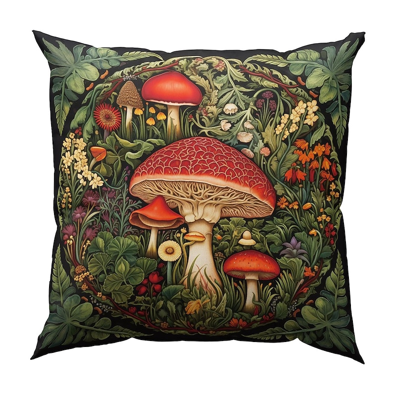 Double Side Pillow Cover 1PC Fantasy Mushroom Soft Decorative Square Cushion Case Pillowcase for Bedroom Livingroom Sofa Couch Chair 5