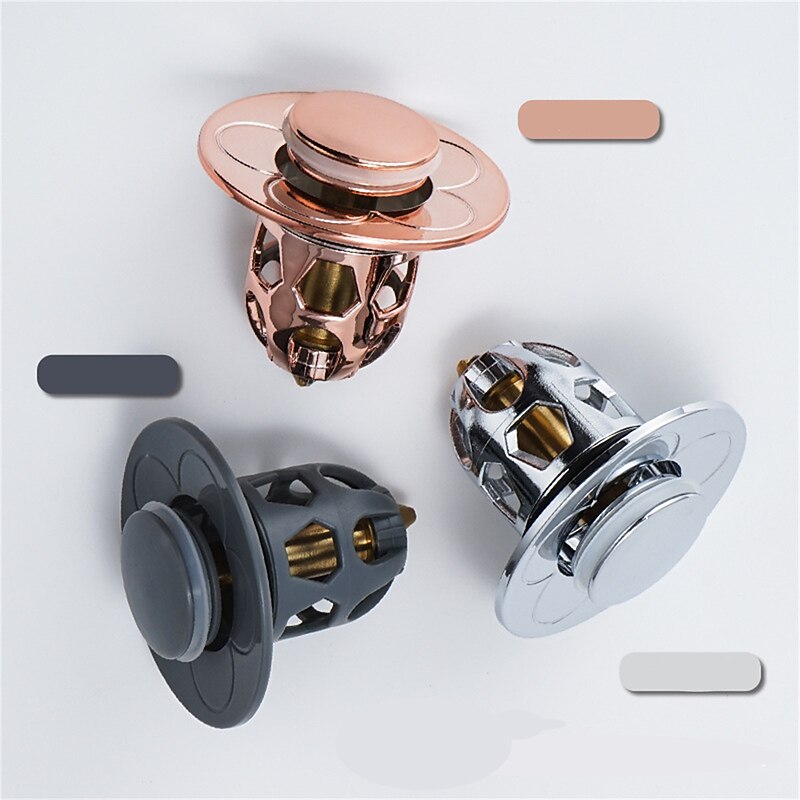 2pcs New Pop-Up Bounce Core Basin Drain Filter Hair Catcher Sink Strainer Bathtub Stopper Bath Plug Bathroom Gadgets3