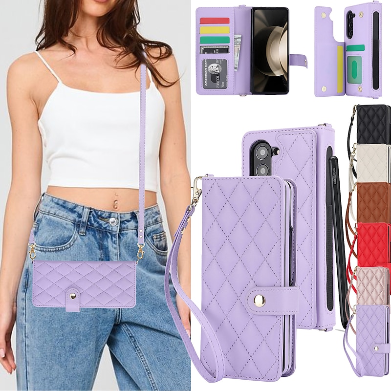 Phone Case For Samsung Galaxy Z Fold 7 Z Fold 6 Z Fold 5 Z Fold 4 Z Fold 3 Wallet Case Four Corners Drop Resistance Shockproof Retro TPU PU Leather