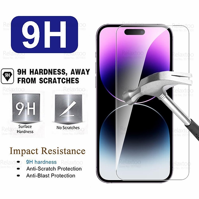 3 pcs Screen Protector For Apple iPhone 16 iPhone 15 Pro Max Plus iPhone 14 13 12 11 Pro Max Mini SE X XR XS Max 8 7 Plus Tempered Glass 9H Hardness Anti Bubbles Anti-Fingerprint High Definition2
