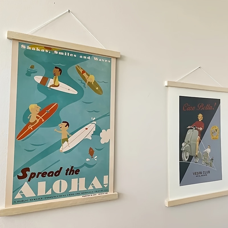 1pc Magnetic Wood Hanger Frame DIY, Teak Walnut Pine For Poster Photos Scrolls Picture Frames Canvas Prints Paintings, Artwork Magnet Frames Wall Art Home Decor4