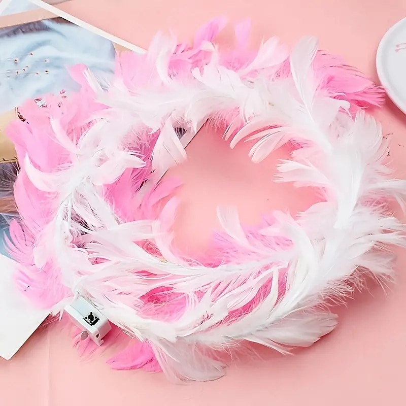 2 pcs  Light Up the Night with this Sparkly LED Feather Headband - Perfect for Parties and Festivals!3