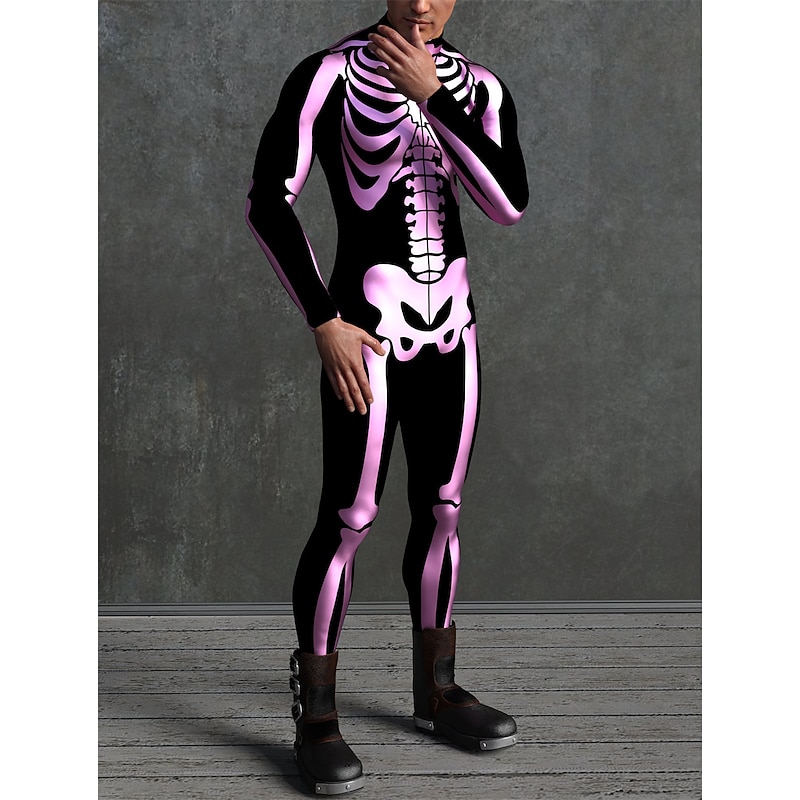 Skeleton Skull Halloween Cosplay Costume Bodysuits Full Body Catsuit Carnival Costume Full Body Suit One Piece Scary Costume Kid's Adults' Men's Women's Masquerade Mardi Gras Party Halloween Easy4