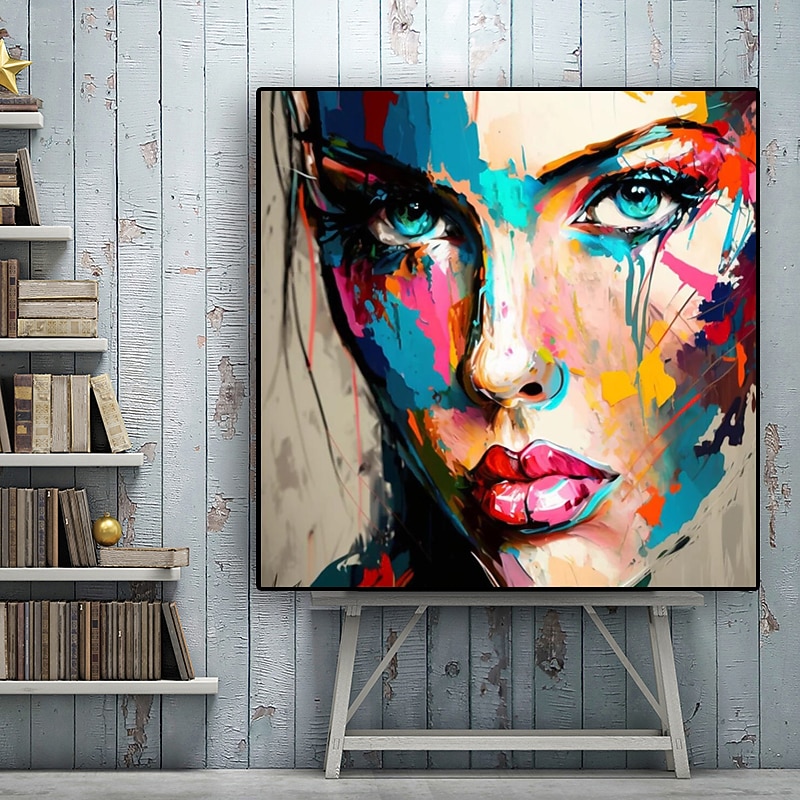 Handmade Wall Art Palette Figure Portrait Woman Face Home Wall Decor Rolled Canvas (No Frame)