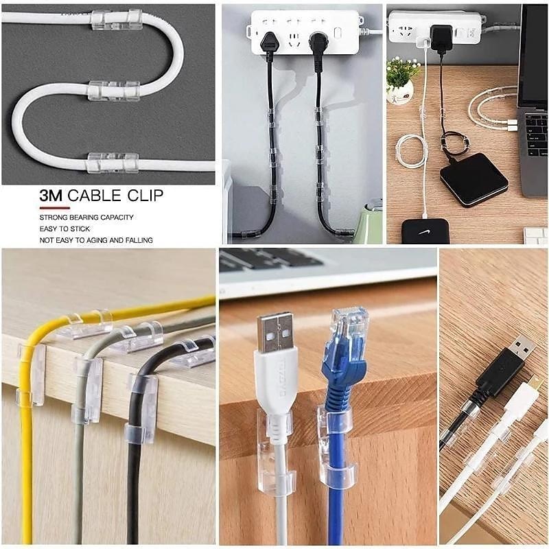 100/80/60/20pcs Cable Organizer Clip Adhesive Charger Clasp Desk Wire Manager Cord Earphone Line Tie Fixer Management USB Winder Clips Holder2