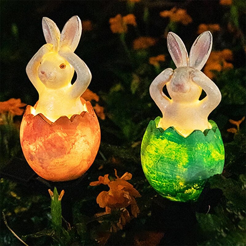 Solar Powered Rabbit Egg Lawn Light Easter Decor Outdoor Waterproof Ground Plug Lamp Garden Courtyard Landscape Decor Lights4