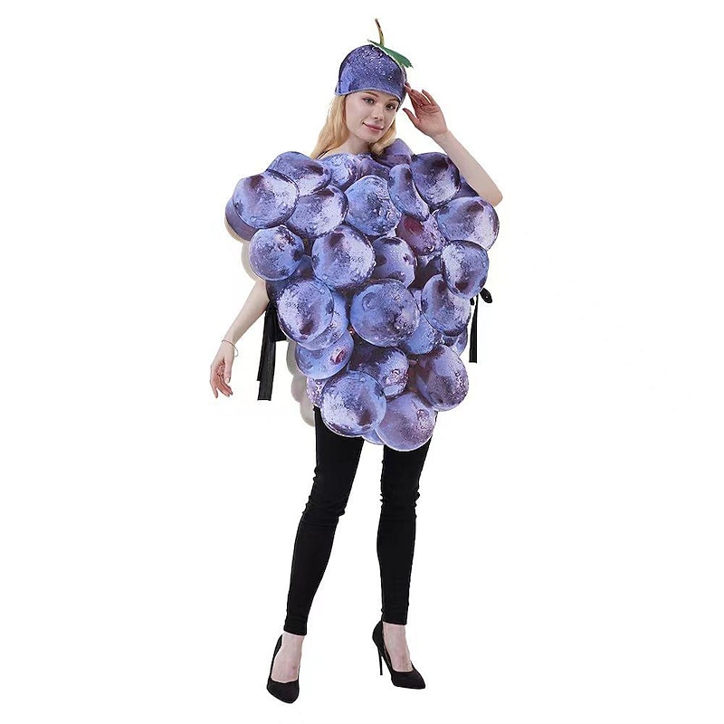 Fruit Grape Foodie Halloween Cosplay Costume Funny Costumes Carnival Costume Funny Costume Adults' Men's Women's Carnival Masquerade Mardi Gras Performance Party Easy Halloween Costumes Dress Up2
