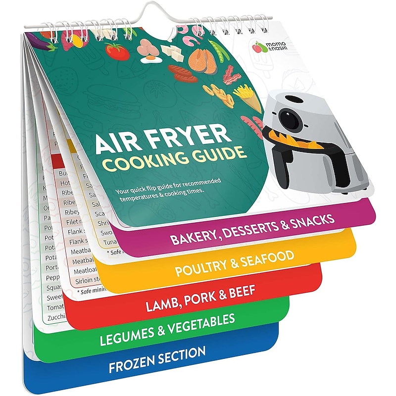 Air Fryer Cheat Sheet Magnets Cooking Guide Booklet - Cooking Times Chart - Cookbooks Instant Air Fryer Accessories Oven Cooking Pot Temp Guide Kitchen Conversion