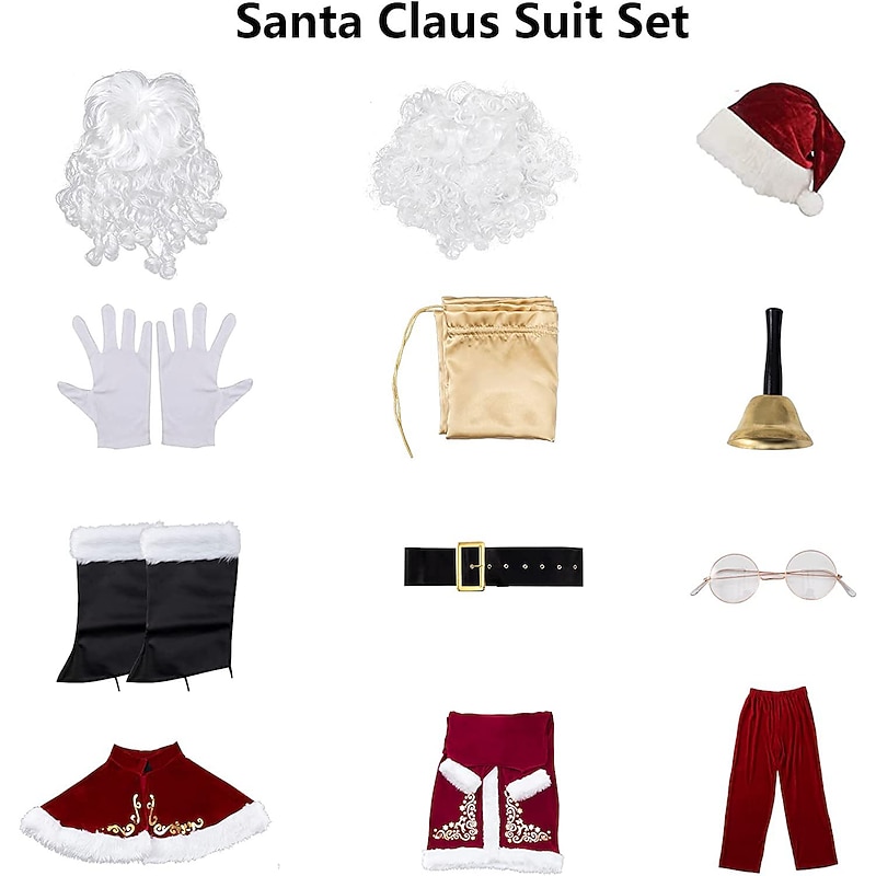 Santa Suit Santa Claus Cosplay Costume Masquerade Santa Clothes Adults' Men's Christmas Cosplay Costume Christmas Party Masquerade Christmas Easy Carnival Costume4