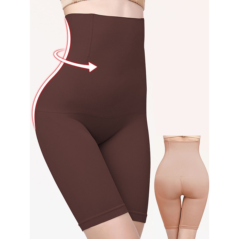 Women's Black Purple Brown Bone Seamless High Waisted Going out Undergarments M / L Home Outfits