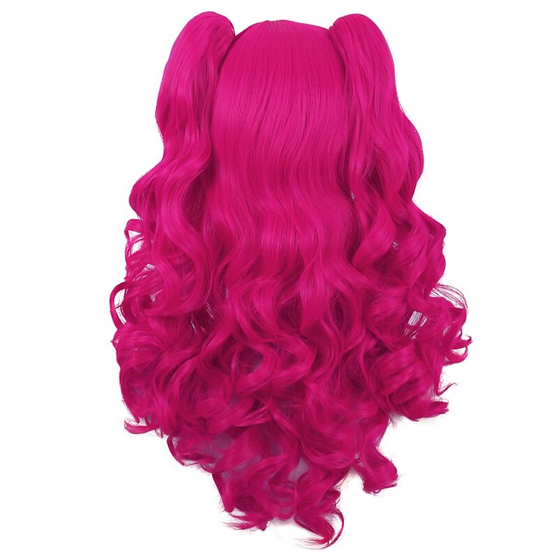 28 Inch/70 cm Lolita Long Curly 2 Ponytails Clip on Cosplay Wig3