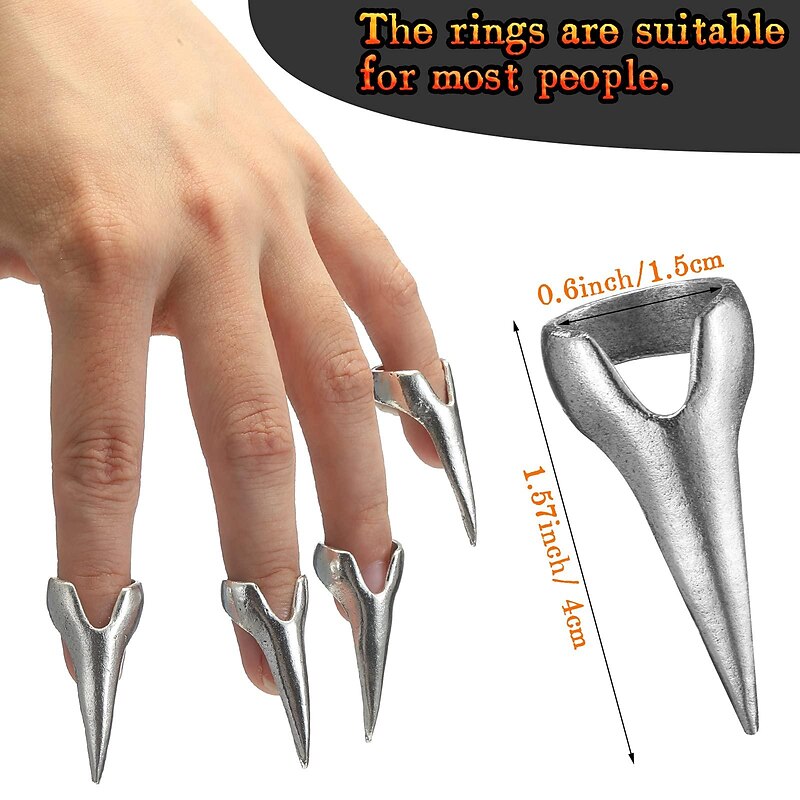 10 Pcs Finger Claws Cosplay Claws Rings Full Finger Set Retro Metal Nail Punk Rock Nail Finger Armor Gothic Talon Nail Fingertip Claw for Cosplay Nail Art Halloween3