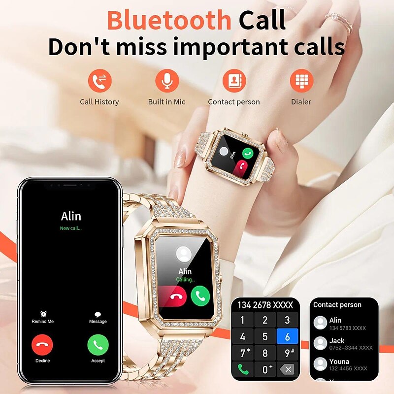 LIGE BW0546 Smart Watch 1.69 inch Smartwatch Fitness Running Watch Bluetooth ECG+PPG Pedometer Call Reminder Compatible with Android iOS Women Waterproof Message Reminder Camera Control IP 67 43mm3