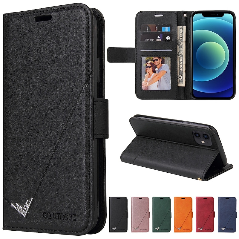 Phone Case For iPhone 15 14 Pro Max Plus Wallet Case Flip Cover with Stand Holder Full Body Protective Card Slot Solid Color TPU PU Leather