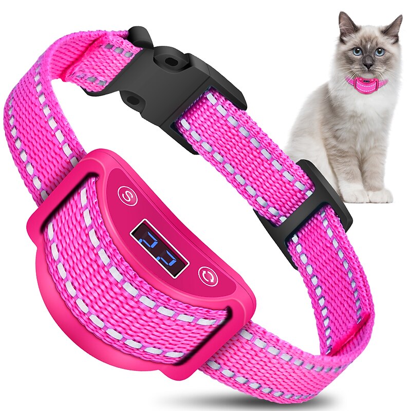 Pink Cat Stop Barkfor Cats Prevent Meowing 5 Levels of Progressive Training - Safe & Reflective
