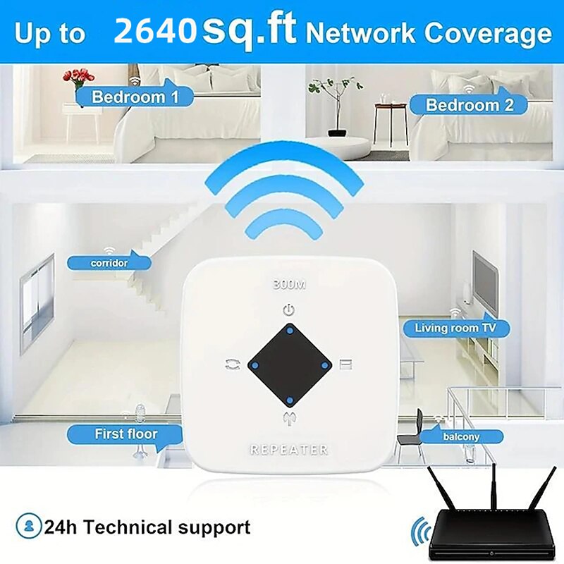 WiFi Extender Signal Booster Up to 2640 Sq.ft & 25 Devices WiFi Range Extender Wireless Internet Repeater Long Range Amplifier2