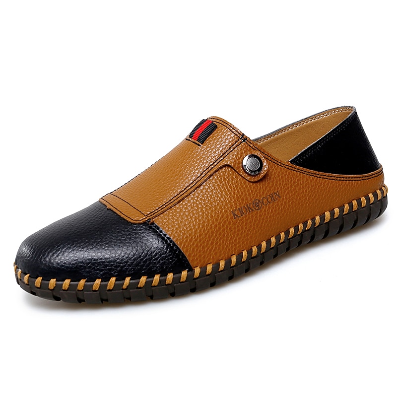 Men's Casual Leather Loafers – Slip-On Two-Tone Driving Shoes with Non-Slip Sole for Daily Wear2