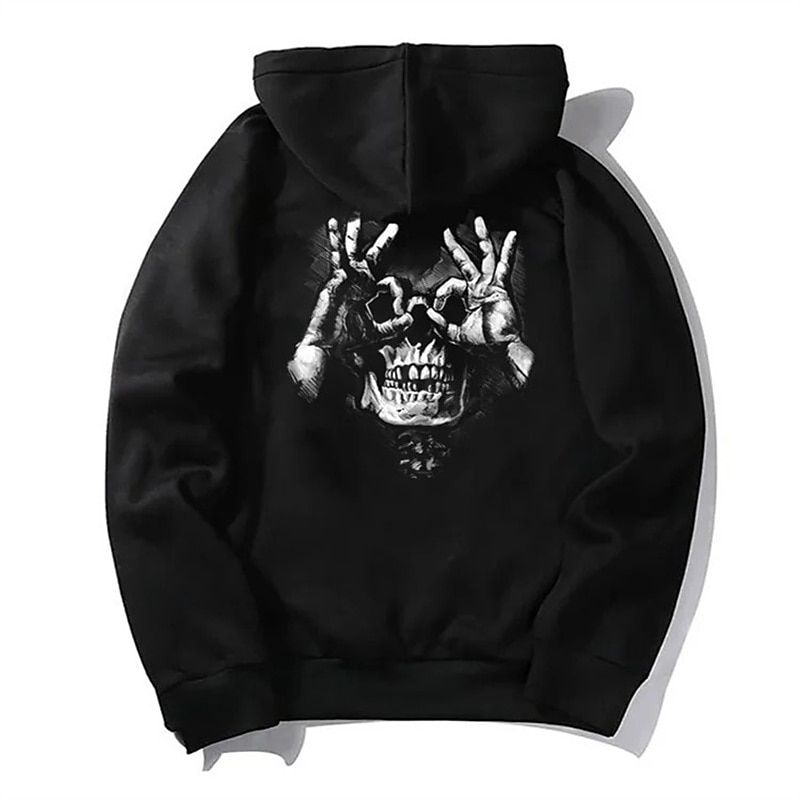 Men's Skull Graphic Prints Hoodie Hoodies Sweatshirt Streetwear Designer Long Sleeve Hooded Daily Sports Black Wine Print Spring &  Fall Designer2