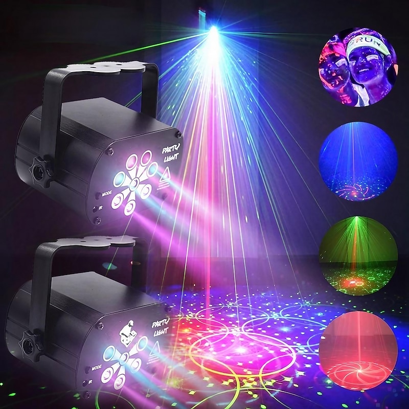 New USB LED Stage Light Laser Projector Disco Lamp with Voice Control Sound Party Lights for Home DJ Laser Show Party Lamp