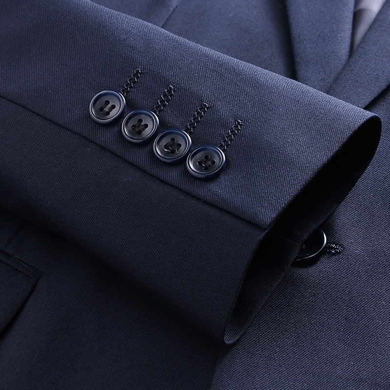 Men's Wedding Valentine's Day Suits Peak Black White Solid Colored Tailored Fit 2 Piece Double Breasted Six-buttons2