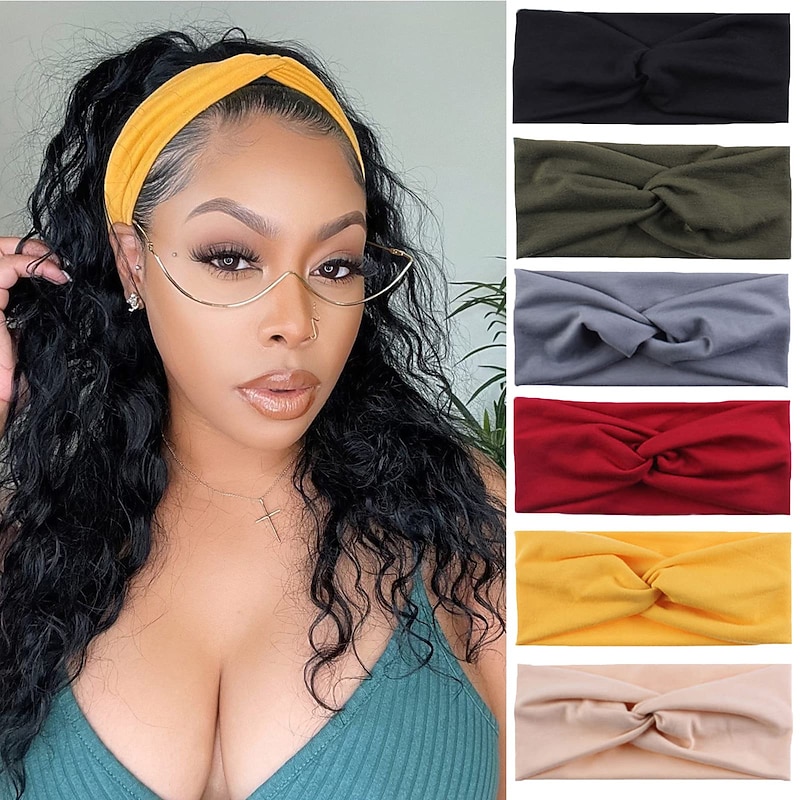 1PC Women's Headbands Twisted Cross Elastic Headbands Yoga Running Workout Headbands Non-Slip Sweat Soft Headbands Solid Color Simple Versatile Hair Accessory Headbands