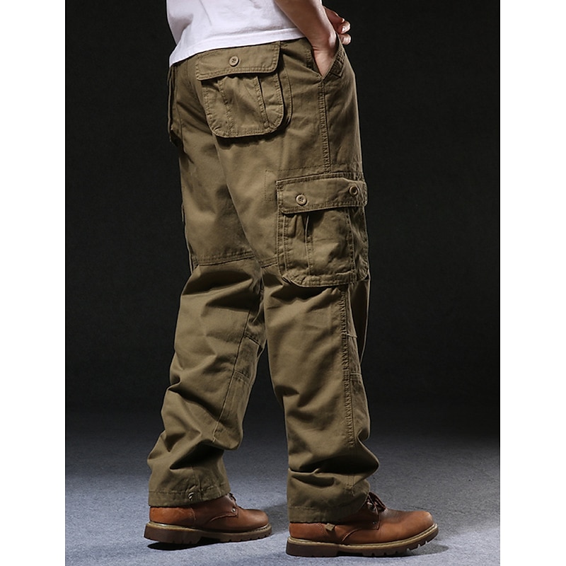 Men's Cargo Pants Cargo Trousers Hiking Pants Pocket Plain Comfort Breathable Outdoor Daily Going out Fashion Casual Army Yellow Black Micro-elastic