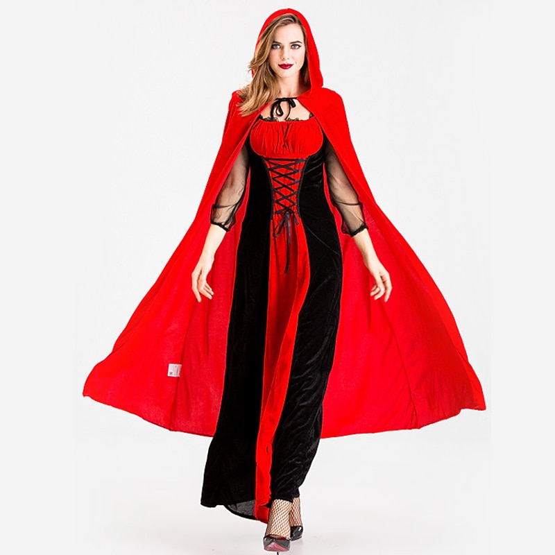 Little Red Riding Hood Halloween Cosplay Costume Party Costume Masquerade Medieval Adults' Women's Carnival Masquerade Party Halloween Masquerade Easy Halloween Costumes Dress Up2