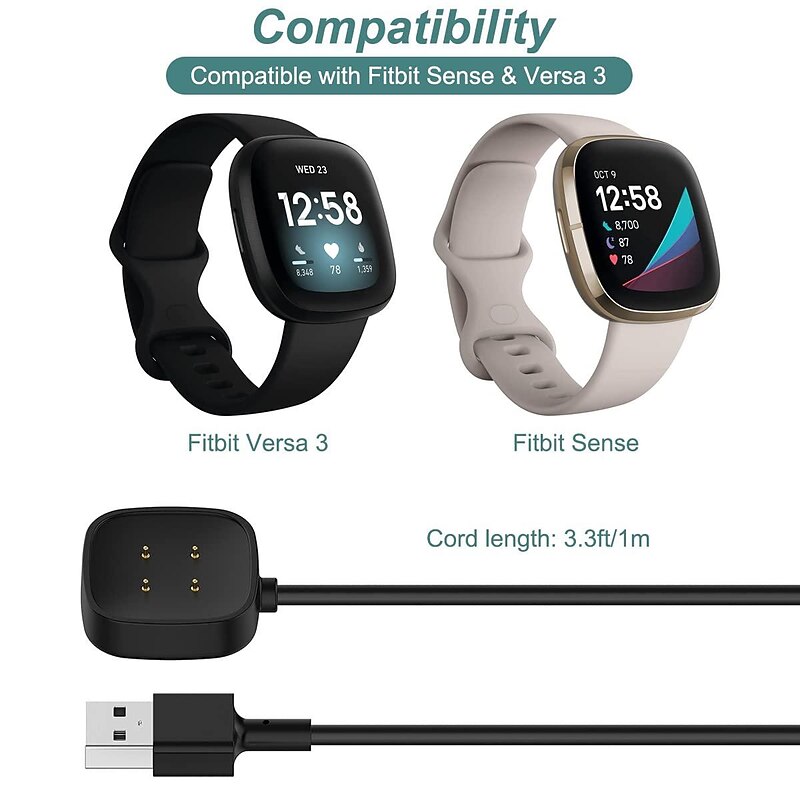 Charger for Fitbit Sense/Sense 2/Versa 3/Versa 4, Replacement Charging Cable Cord Magnetic Dock Stand for Fitbit Sense 1/2, Versa 3/4 Smartwatch2