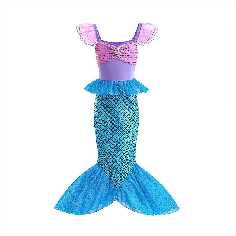 The Little Mermaid Little Mermaid Mermaid Tail Aqua Princess Dress Theme Party Costume Cosplay Movie Cosplay for Girls' Kid's Carnival Masquerade