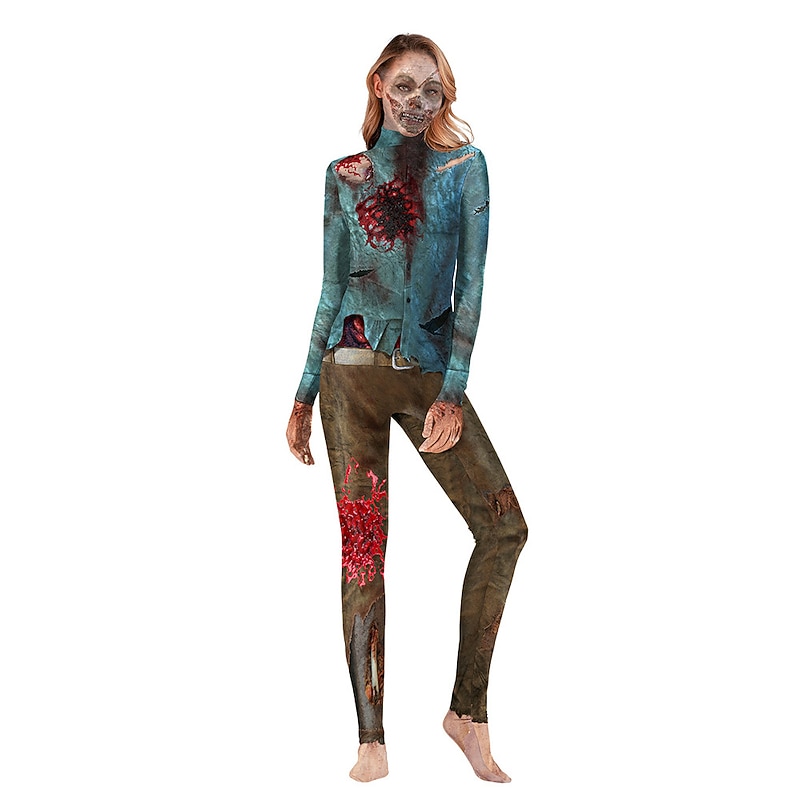 Zombie Halloween Cosplay Costume Party Costume One Piece Kid's Adults' Women's Carnival Masquerade Performance Party Easy Halloween Costumes Dress Up3