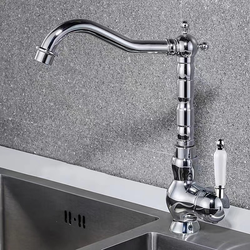 Kitchen Faucet Sink Mixer Taps, Single Hanld 360 Degree Swivel Vessel Tap with Cold and Hot Hose3