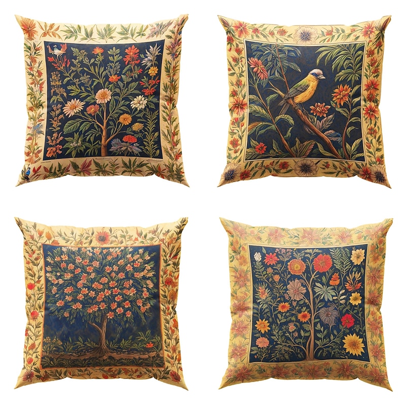 Double Side Pillow Cover 4PC Tree of Life Soft Decorative Square Cushion Case Pillowcase for Bedroom Livingroom Sofa Couch Chair2