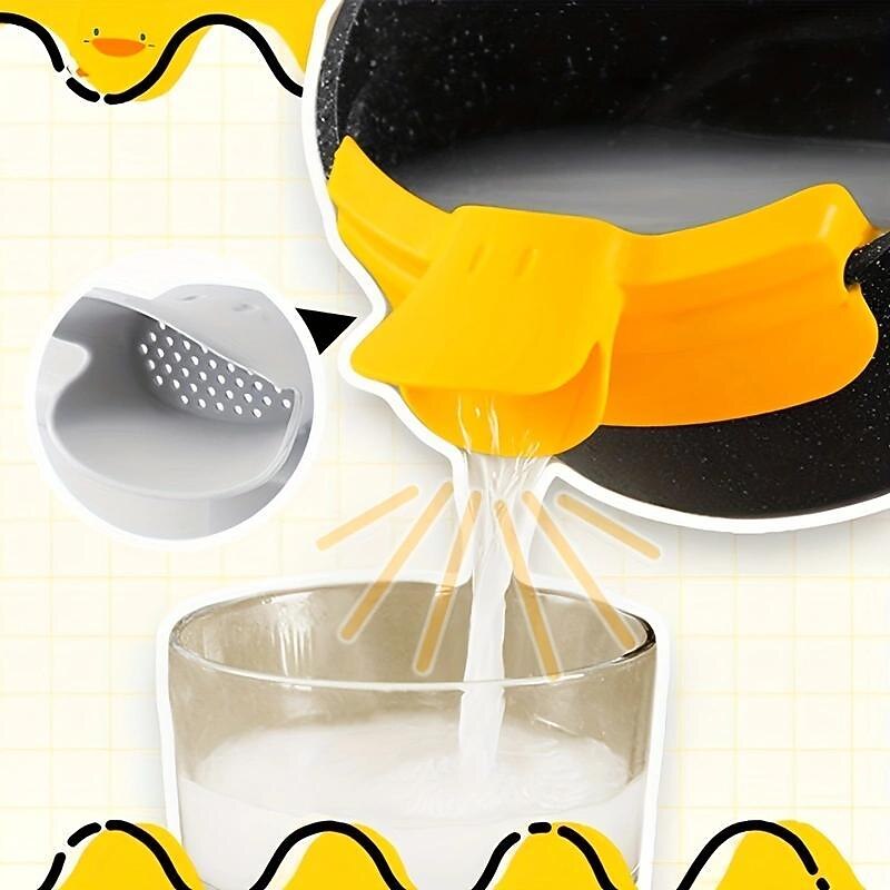 1pc Silicone Pot Side Drainage Guide Nozzle: Keep Your Kitchen Clean with This Duckbill Splash-Proof Strainer2