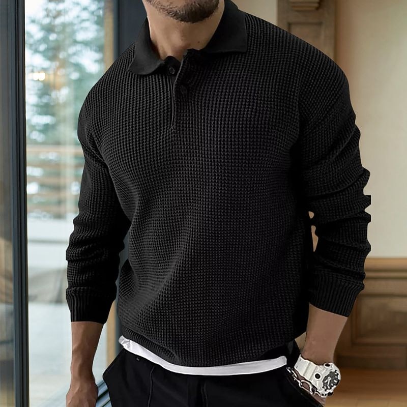 Men's Sweater Pullover Sweater Jumper Ribbed Knit Cropped Knitted Turndown Modern Contemporary Daily Wear Going out Clothing Apparel Fall & Winter Black Brown M L XL2