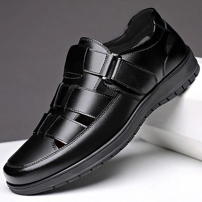 Men's Black Sandals with Multiple Straps and Comfortable Sole for Summer and Casual Wear