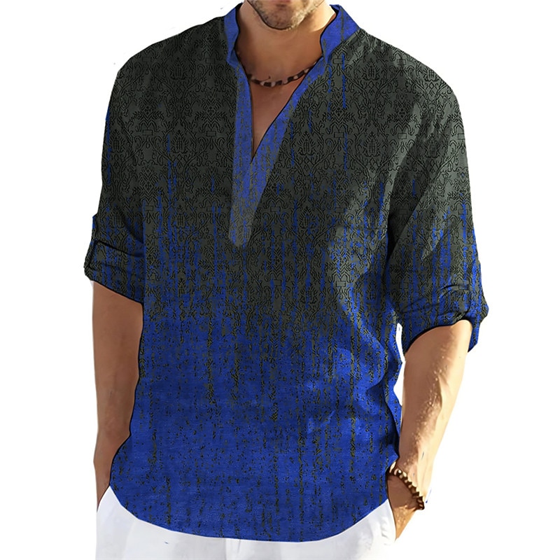 Men's Geometric Pattern Graffiti Shirt Button Up Shirt Long Sleeve Fashion Streetwear Designer Outdoor Casual Daily Summer Spring Fall Stand Collar Print Red Blue Green Gray2