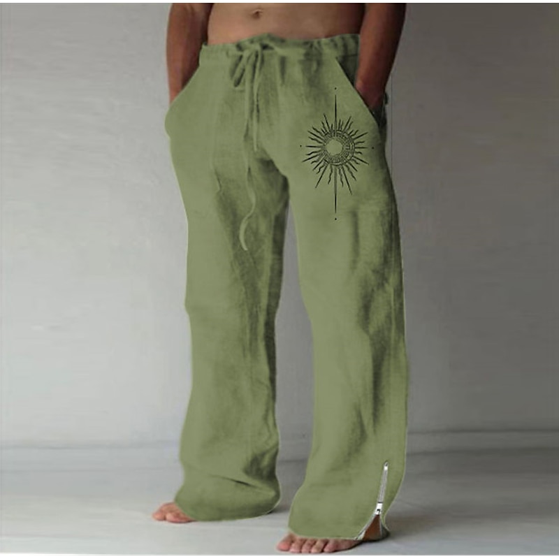 Sun Vintage Men's 3D Print Pants Trousers Outdoor Street Going out Polyester White Blue Green S M L Mid Waist Elasticity Pants2