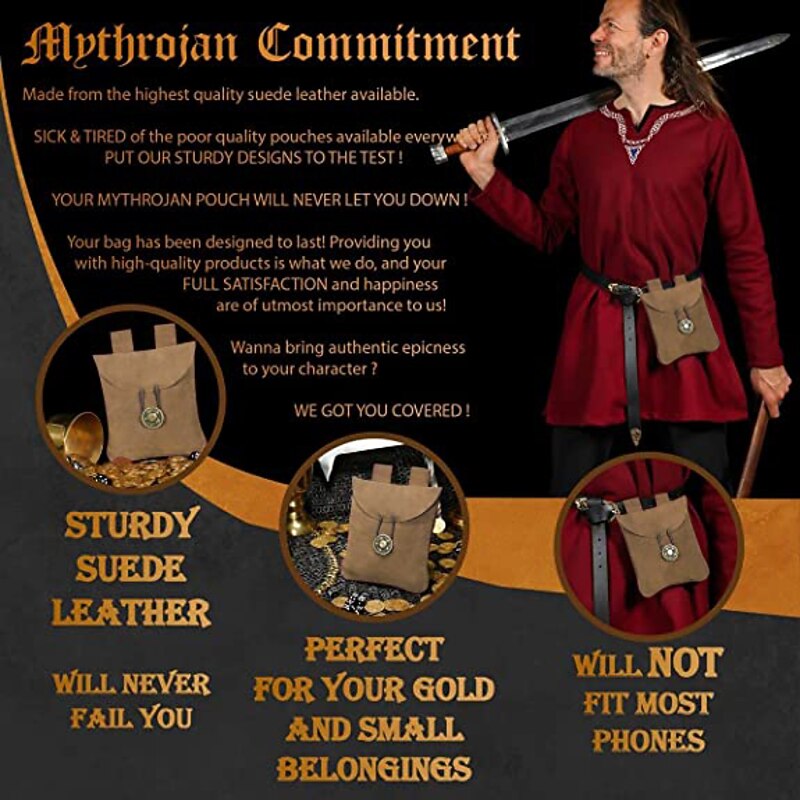 Warrior Viking Retro Vintage Medieval Renaissance Belt Pouch Belt Bag Waist Bag Men's Women's Costume Vintage Cosplay Casual Daily Bag2