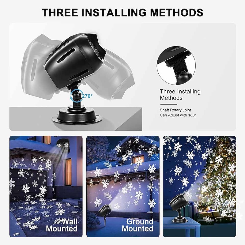 Christmas Snowfall Projector Lights Highlight Dynamic LED Snow Light Projection IP65 Waterproof Snowfall Spotlight Lighting for Xmas Holiday Wedding Party Home Garden Landscape with Remote Control4