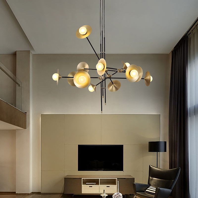 Modern Chandeliers 3/6/9/12-Light Brass Pendant Lighting Ceiling Light Fixture Fixtures for Dining Room, Kitchen, Living Room, Bedroom 110-240V3