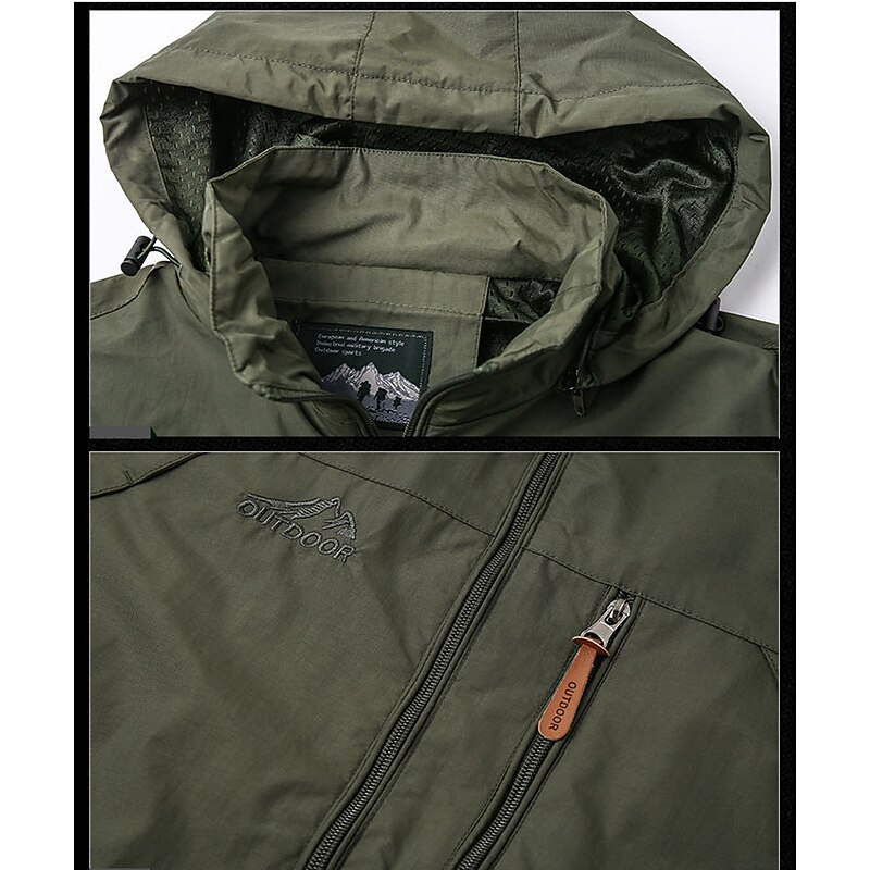 Men's Outdoor Jacket Tactical Jacket Windcheater Jacket Street Daily Waterproof Windproof Pocket Fall Solid Color Casual Turndown Regular Regular Fit Black Army Green Blue Khaki Gray Jacket3