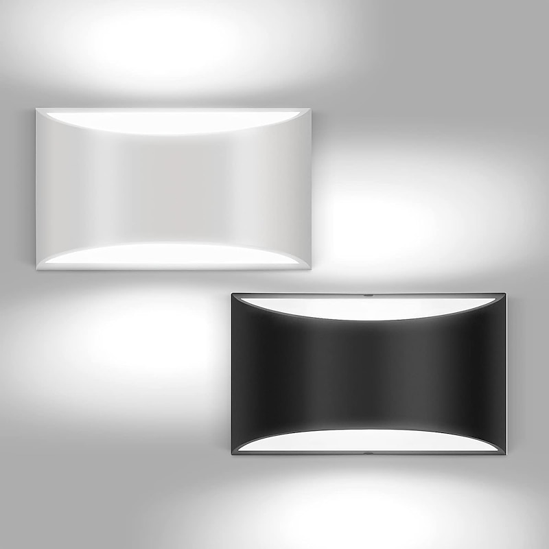 2 Pack 9W Black and White Simple Modern Wall Sconce Hard Wired Indoor Light AC85-265V Suitable for Bedroom Living Room Study Bedside