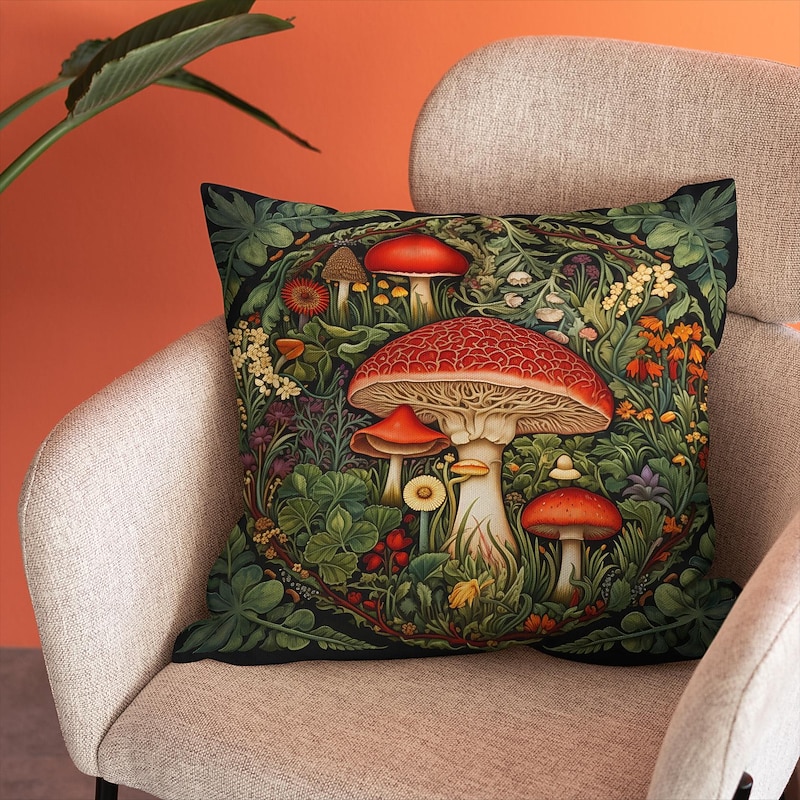 Double Side Pillow Cover 1PC Fantasy Mushroom Soft Decorative Square Cushion Case Pillowcase for Bedroom Livingroom Sofa Couch Chair 12