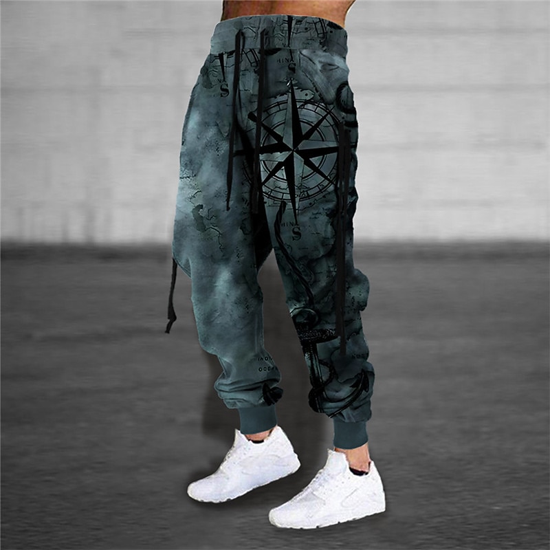 Men's Sweatpants Joggers Trousers Drawstring Elastic Waist 3D Print Graphic Prints Comfort Sports Outdoor Casual Daily Cotton Blend Streetwear Designer Blue Khaki Micro-elastic2