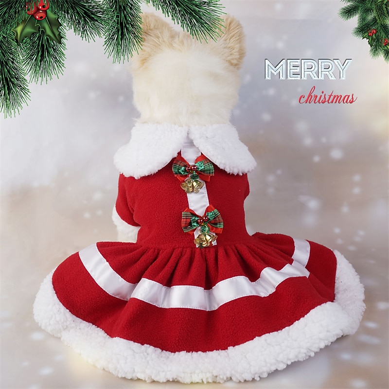 Christmas items Pet skirts Polar fleece Christmas dog clothes Small pet clothes for parties2