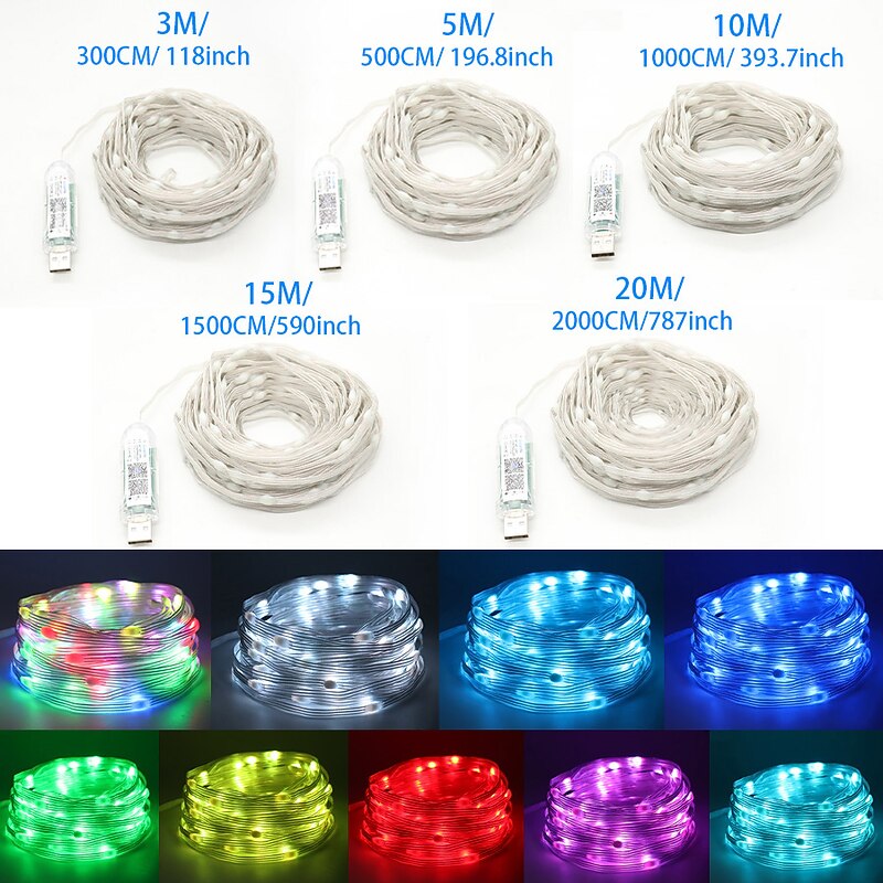 LED Light Strip RGB Magic Color APP Control Magic Light String LED Leather String Light Waterproof Christmas/Halloween Decorative Light for Family Room Living Room Outdoor Decoration4